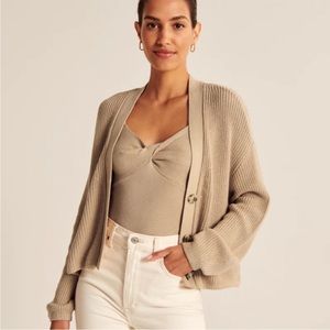Abercrombie & Fitch Twist Sweater Tank and Cardigan Set in Cream